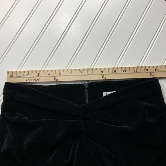NWT- Zara High Waisted Mini Velvet Ruched Black Skirt Size Medium - Picture 7 of 12